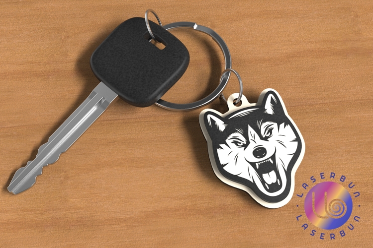 Wolf Head Keychain SVG PDF File