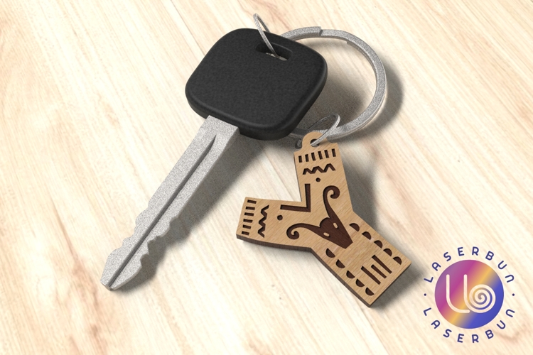 Y Letter Folk Style Keychain SVG for Laser Cut Projects
