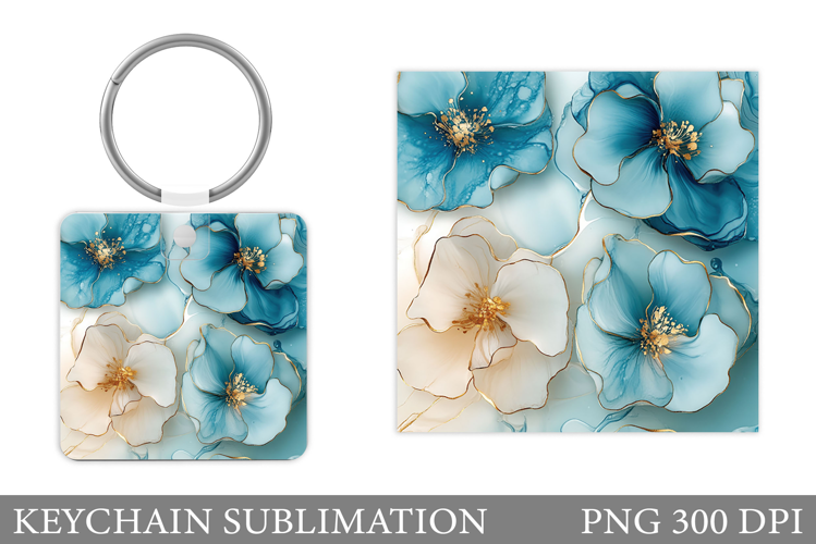 Flowers Keychain Sublimation. Floral Keychain Design
