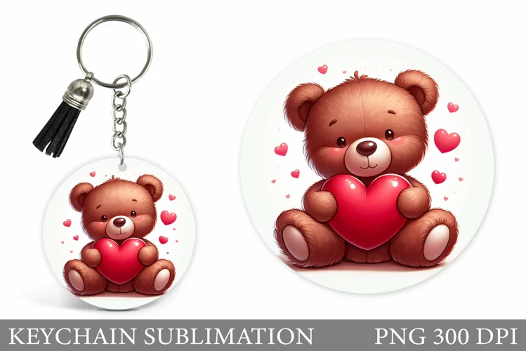 Valentines Bear Keychain. Cute Bear Keychain Design