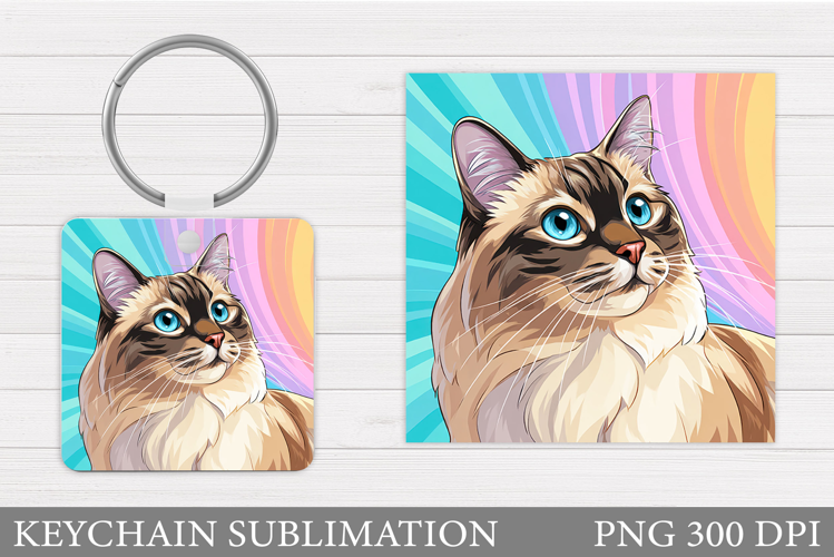 Cute Cat Keychain Design. Cute Cat Sublimation