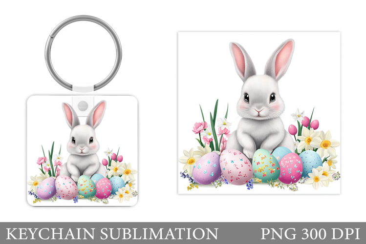 Easter Bunny Keychain Design. Easter Keychain Sublimation