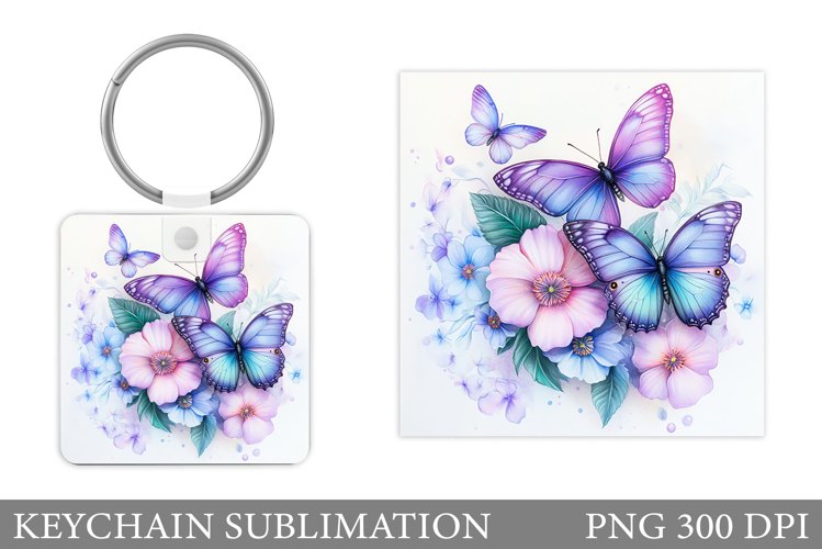 Butterflies Keychain Design. Butterflies Sublimation example image 1