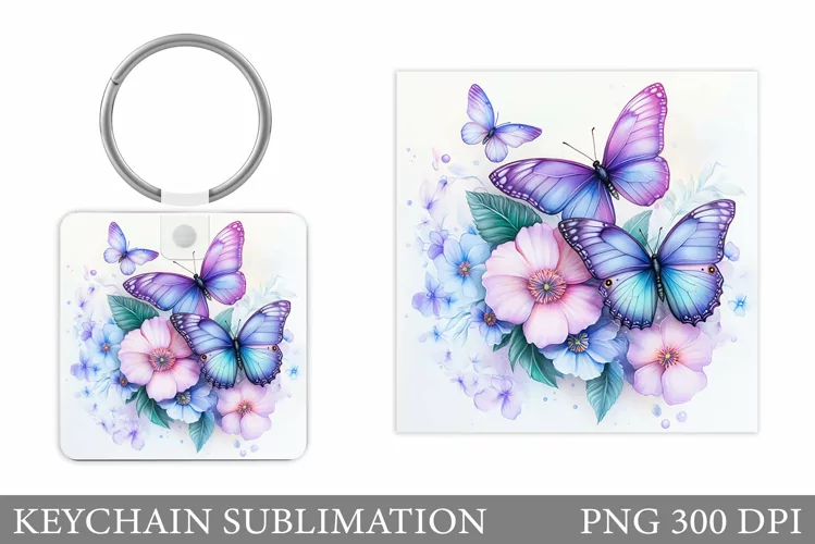 Butterflies Keychain Design. Butterflies Sublimation