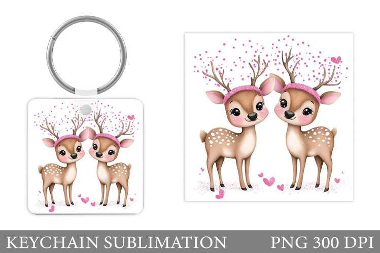 Cute Deer Keychain Design. Deer Keychain Sublimation