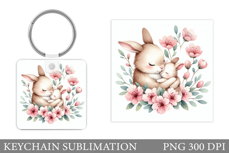 Cute Bunny Keychain Design. Cute Bunny Sublimation