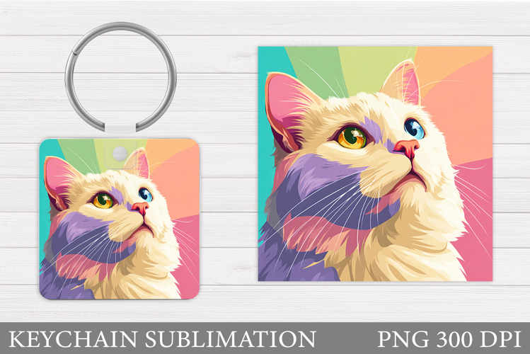Cute Cat Keychain Design. Cute Cat Sublimation