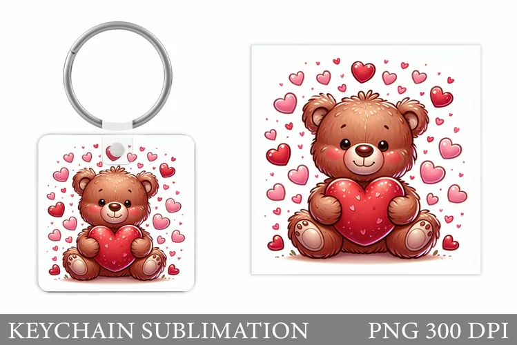 Valentines Bear Keychain. Valentines Keychain Design
