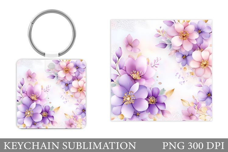 Flowers Keychain Sublimation. Floral Keychain Design