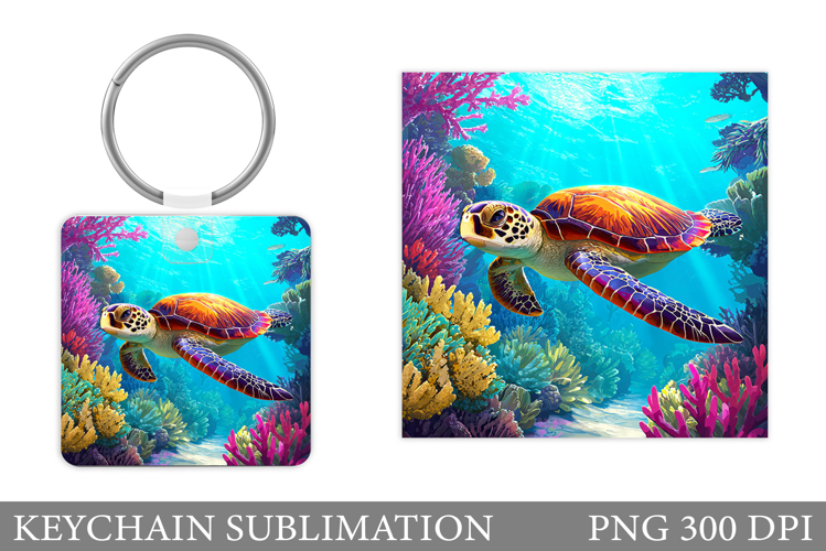 Turtle Keychain Sublimation. Turtle Keychain Design