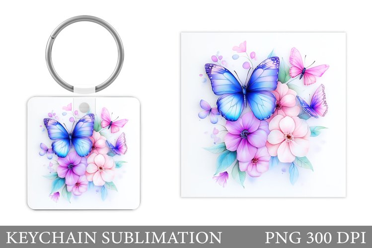 Butterflies Keychain Design. Butterfly Square Keychain example image 1