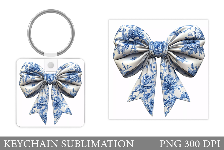 Chinoiserie Bow Keychain. Chinoiserie Bow Sublimation
