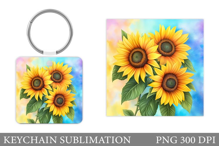 Sunflowers Keychain Design. Flowers Summer Keychain