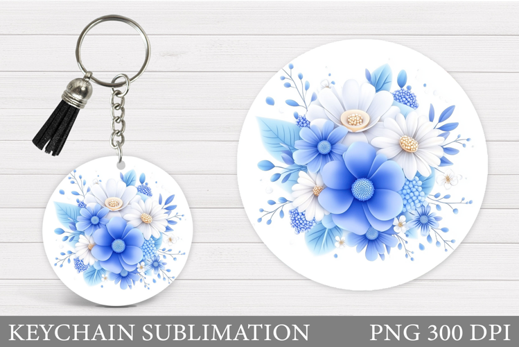 Flowers Keychain Sublimation. Floral Keychain Design