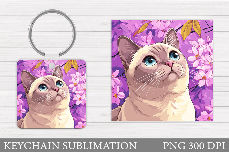 Cute Cat Keychain Design. Cute Cat Sublimation