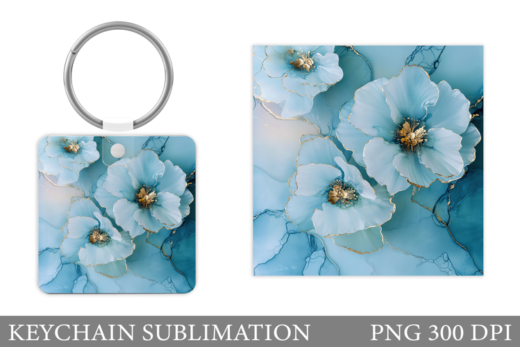 Flowers Keychain Sublimation. Floral Keychain Design