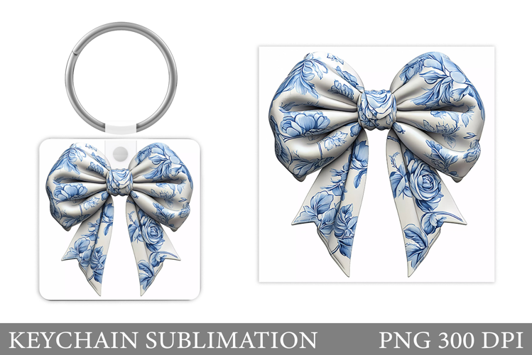 Chinoiserie Bow Keychain. Chinoiserie Bow Sublimation