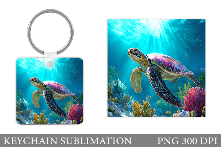 Turtle Keychain Sublimation. Turtle Keychain Design