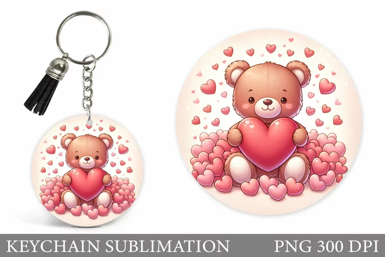 Valentines Bear Keychain. Cute Bear Keychain Design
