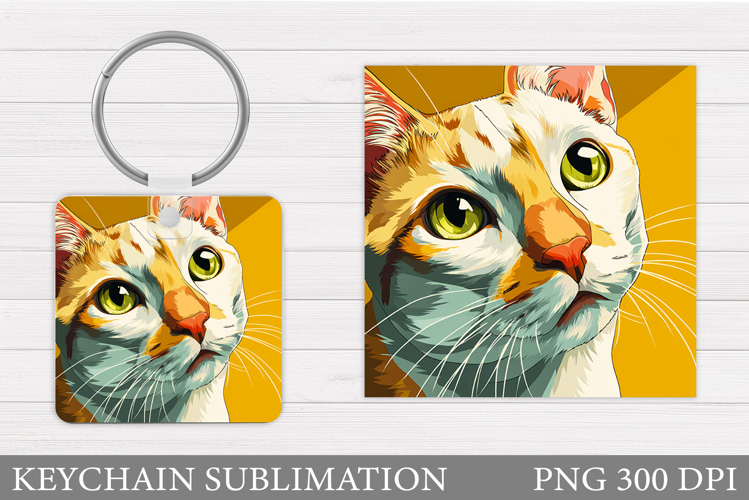 Cute Cat Keychain Design. Cute Cat Sublimation