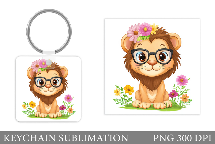 Cute Lion Keychain Design. Cute Lion Sublimation