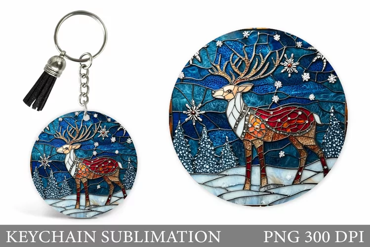 Christmas Deer Keychain. Christmas Keychain Sublimation