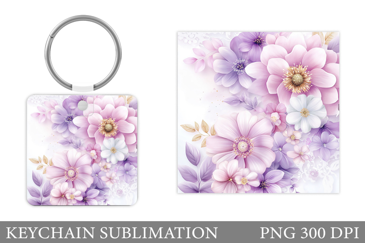 Flowers Keychain Design. Floral Keychain Sublimation