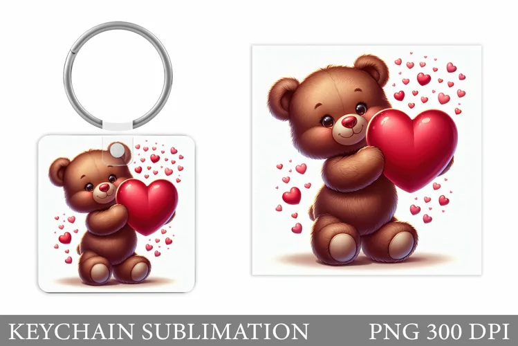 Valentines Bear Keychain. Cute Bear Keychain Design
