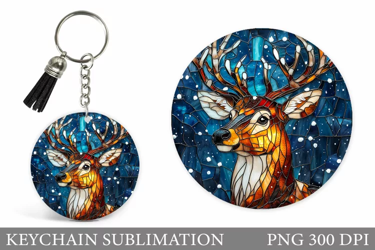 Christmas Deer Keychain. Christmas Keychain Sublimation