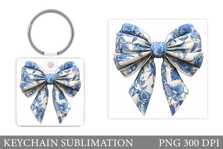 Chinoiserie Bow Keychain. Chinoiserie Bow Sublimation