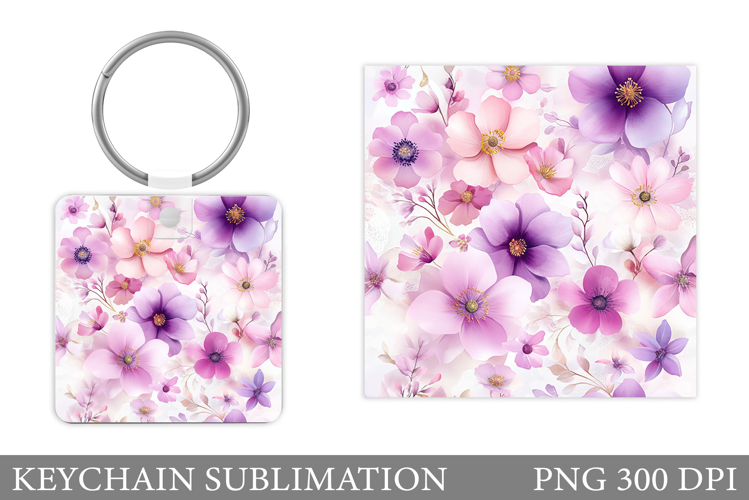 Flowers Keychain Sublimation. Floral Keychain Design
