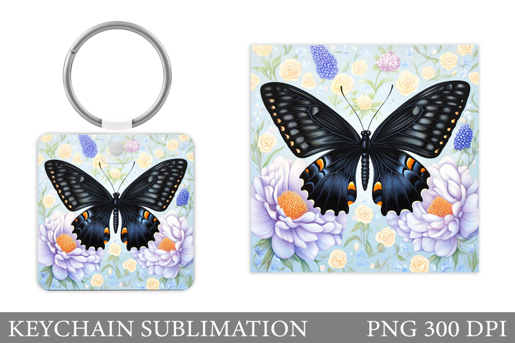Butterfly Keychain Design. Butterfly Flowers Keychain