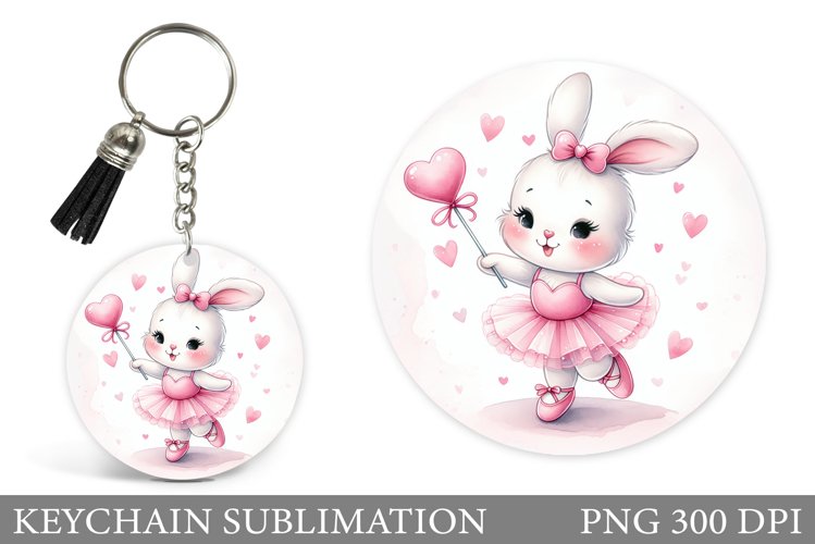 Cute Bunny Keychain Design. Valentines Bunny Keychain example image 1