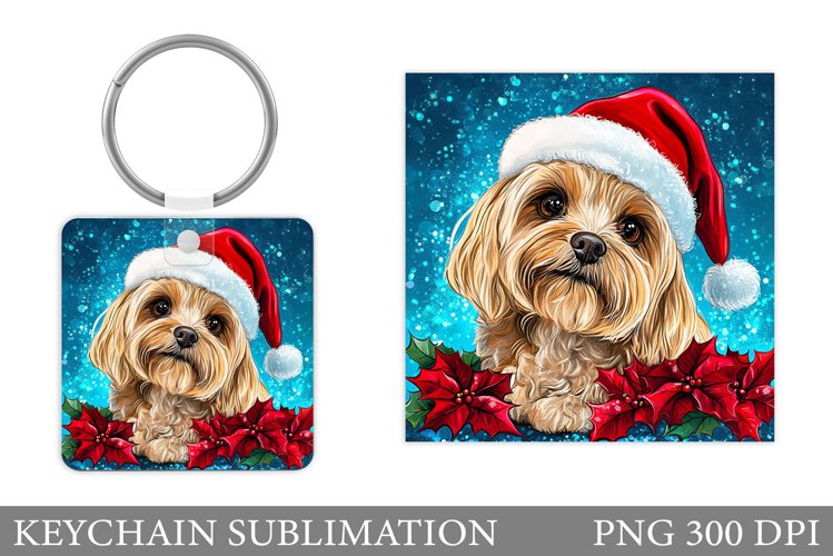 Christmas Dog Keychain. Christmas Keychain Sublimation example image 1