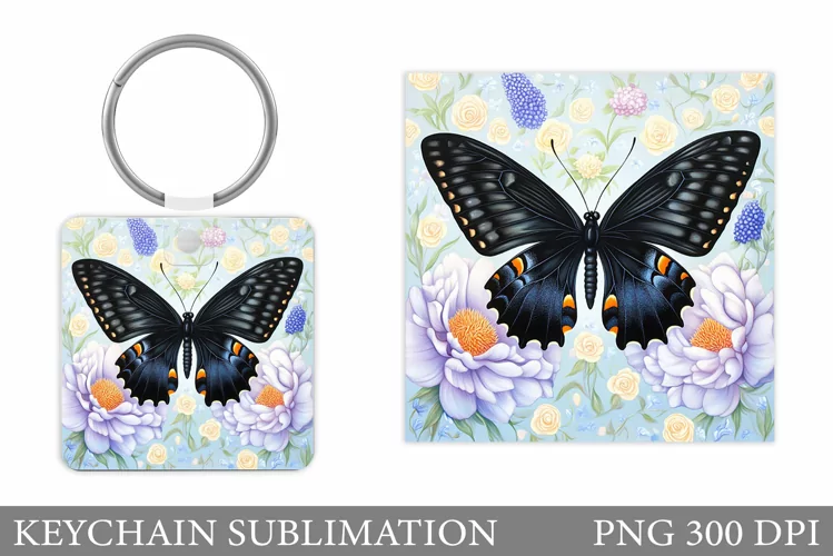 Butterflies Keychain Design. Butterfly Keychain Sublimation