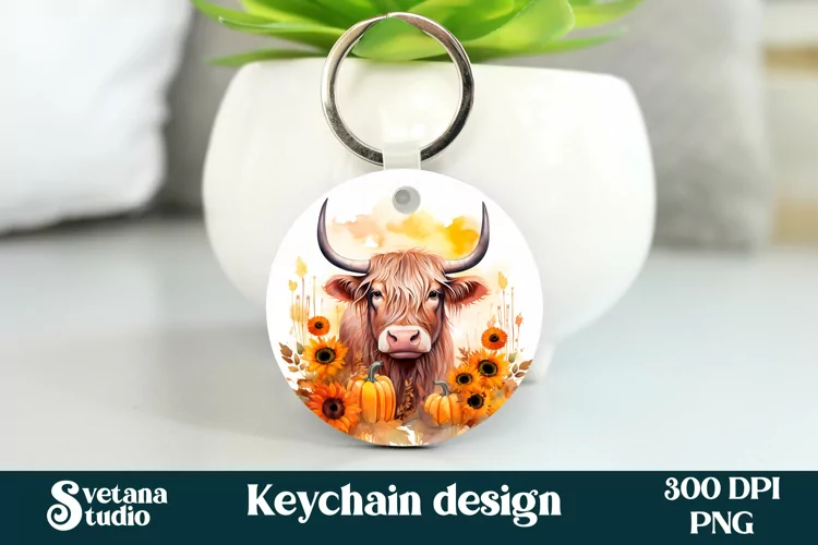 Highland cow keychain sublimation | Cow keyring