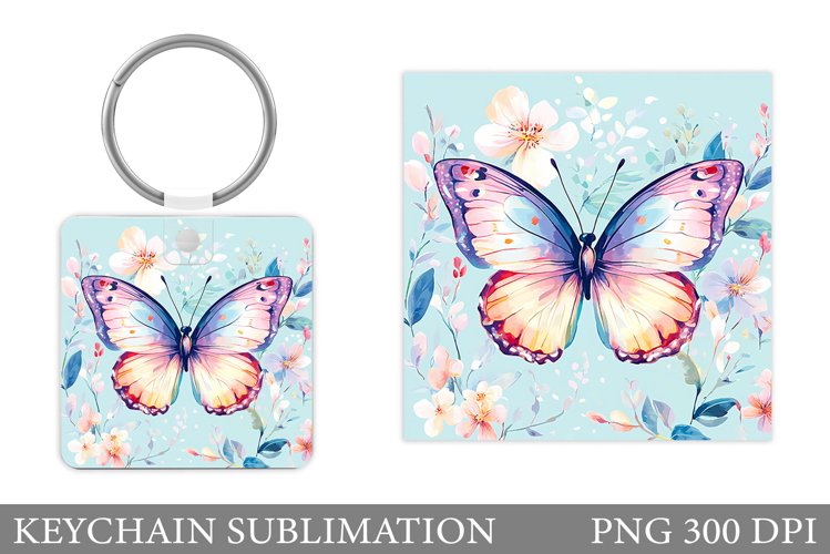 Butterfly Keychain Design. Butterfly Square Keychain example image 1