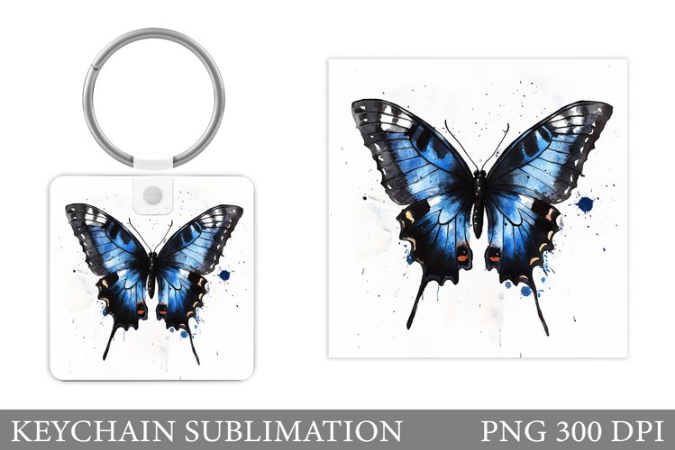 Butterfly Keychain Design. Butterfly Square Keychain example image 1