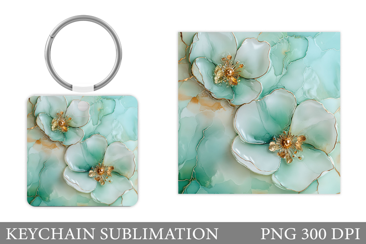 Flowers Keychain Sublimation. Floral Keychain Design