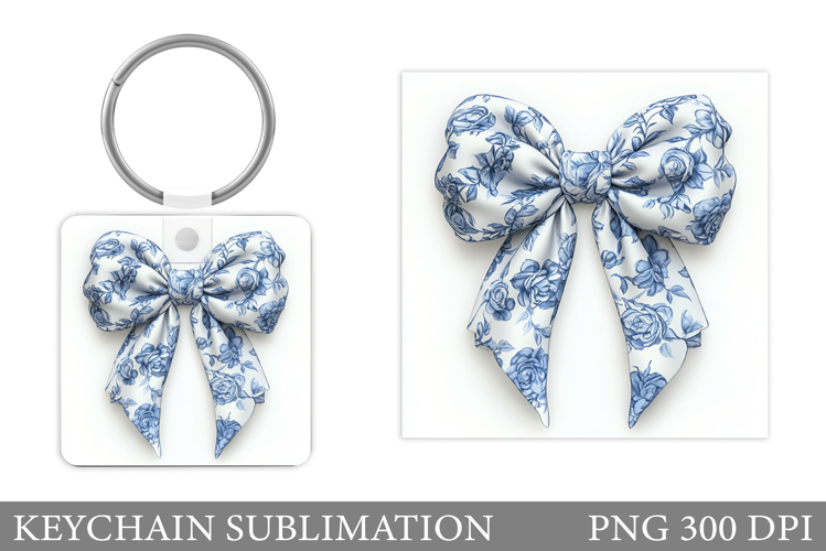 Chinoiserie Bow Keychain. Chinoiserie Bow Sublimation