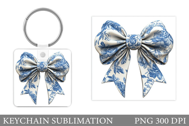 Chinoiserie Bow Keychain. Chinoiserie Bow Sublimation example image 1