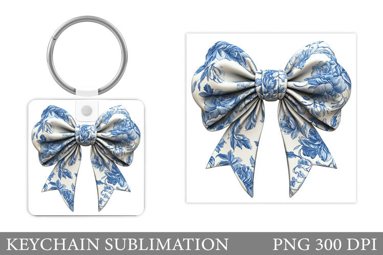Chinoiserie Bow Keychain. Chinoiserie Bow Sublimation