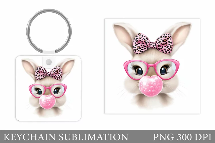 Cute Bunny Keychain Design. Cute Bunny Sublimation