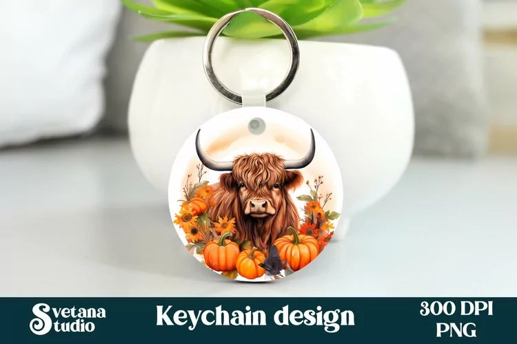 Highland cow keychain sublimation | Cow keyring sublimation