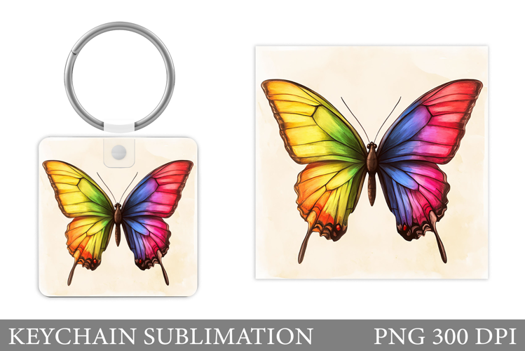 Butterfly Flowers Keychain. Butterfly Keychain Sublimation