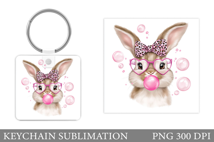 Cute Bunny Keychain Design. Cute Bunny Sublimation