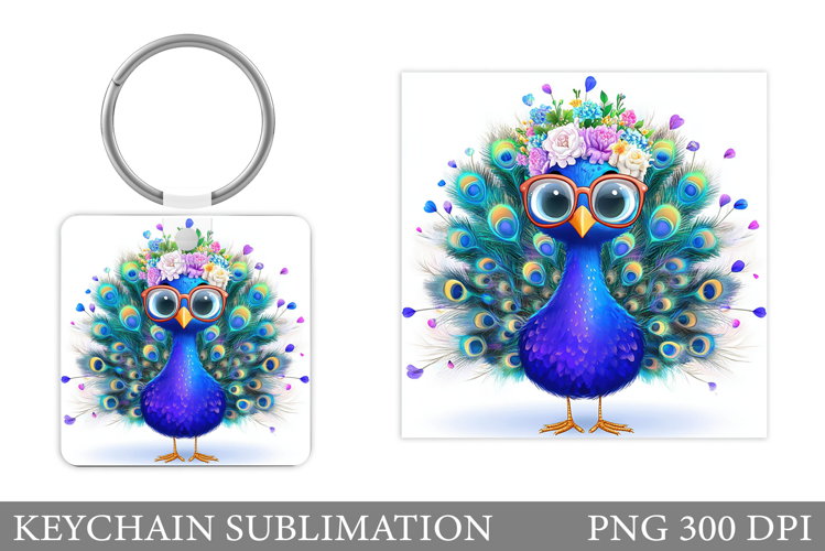 Peacock Keychain Design. Peacock Sublimation