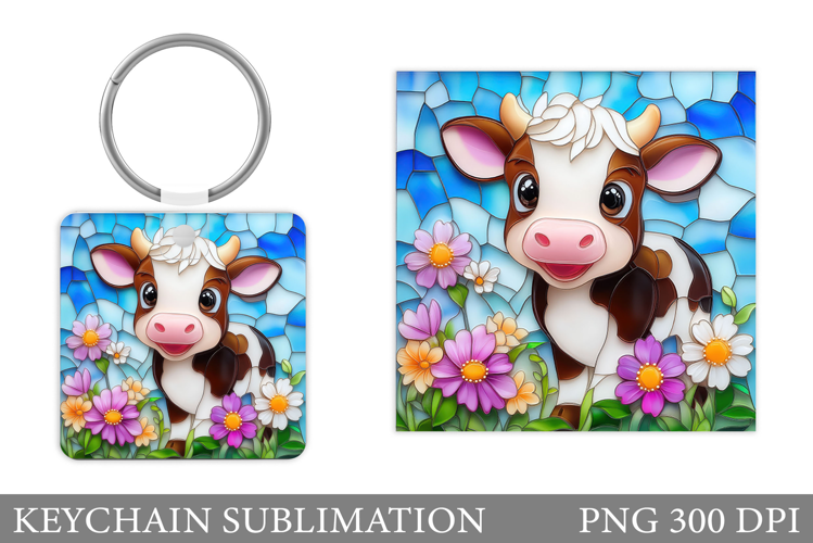 Cute Cow Keychain Design. Cute Cow Sublimation