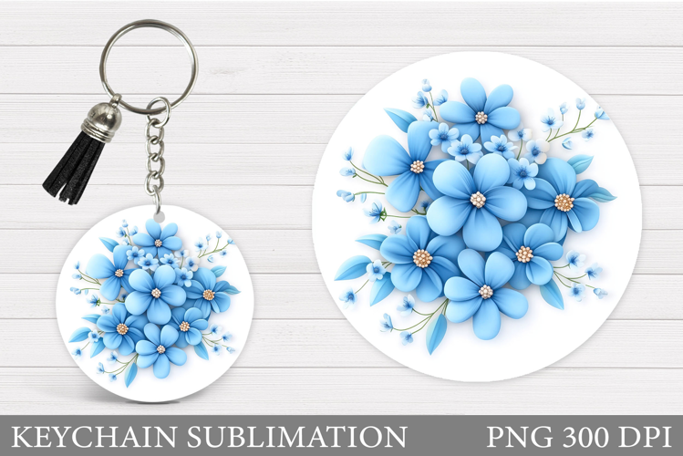 Daisy Flowers Keychain Design. Floral Keychain Sublimation