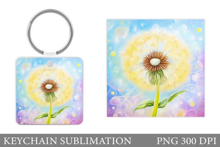 Dandelion Keychain Sublimation. Flowers Keychain Design example image 1
